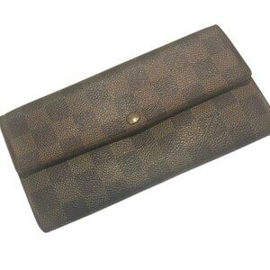 Louis Vuitton Sarah Brown Damiar Ebene Long Leather Wallet CA2038